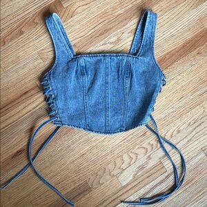 Altar'd State small Light Blue Denim Corset Top
